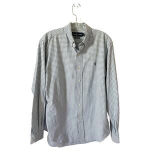 Ralph Lauren Classic Fit Plaid Button Down Shirt Blue Size Medium